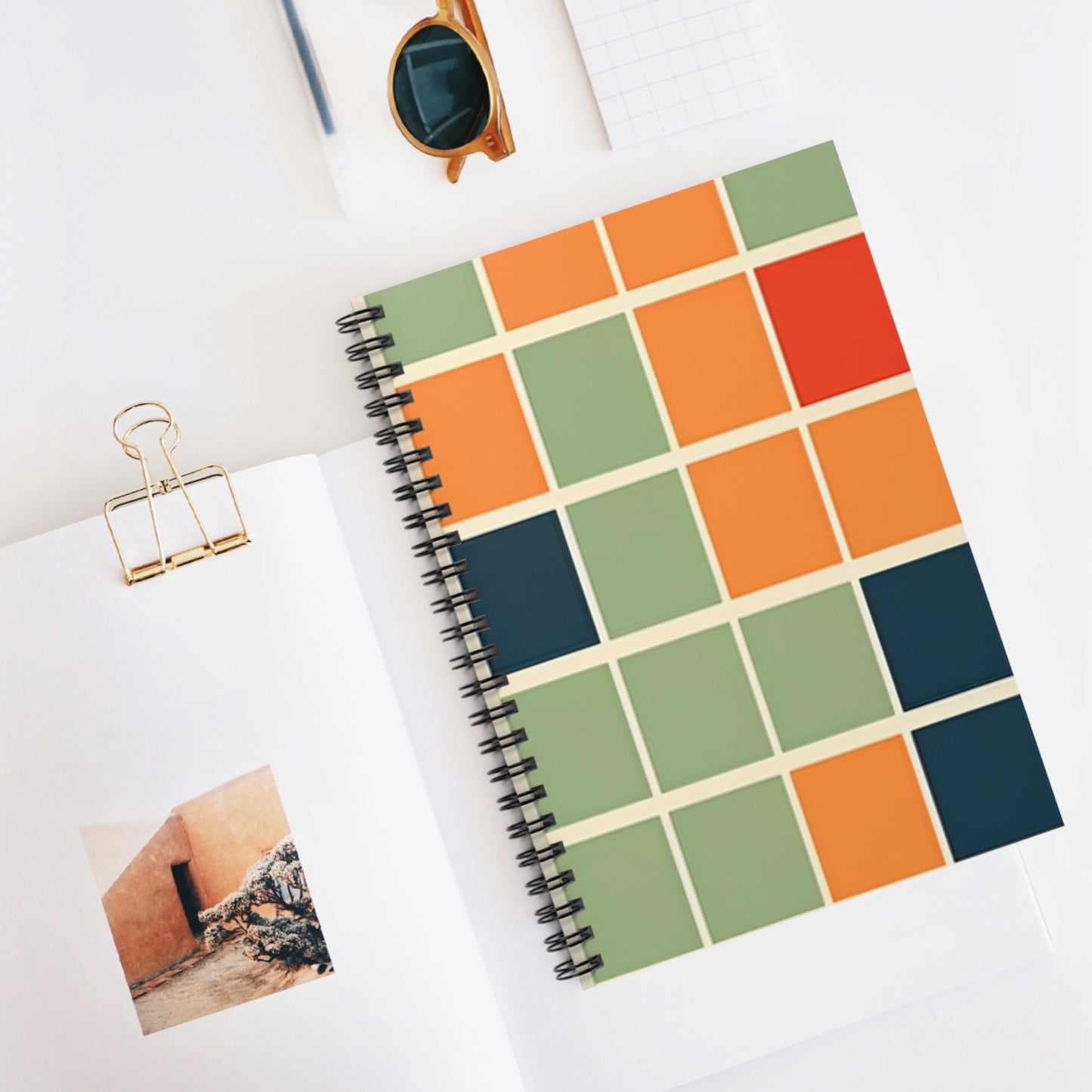 Mid Century Modern Spiral Notebook - Ruled Line - PS6