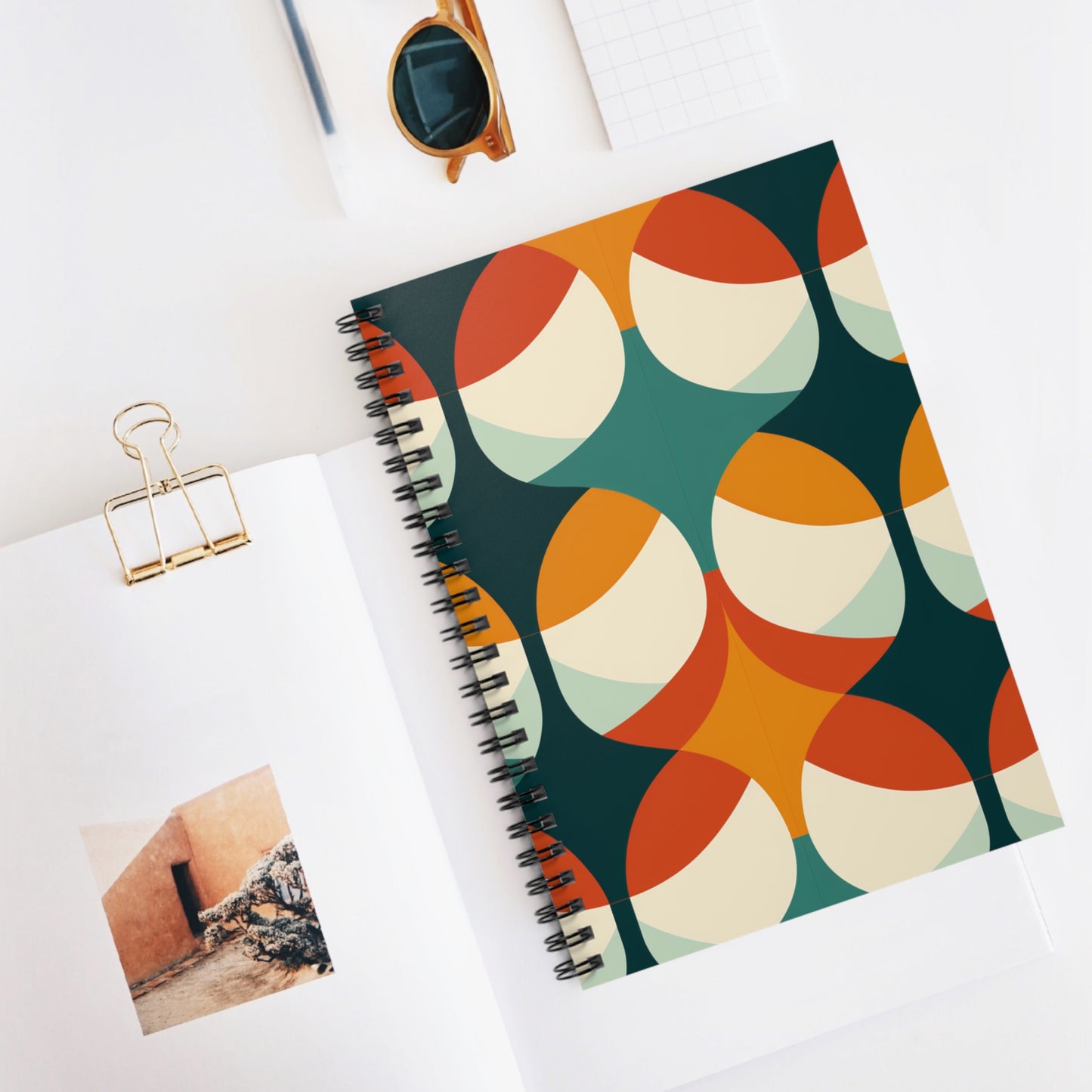 Mid Century Modern Spiral Notebook - Ruled Line - PS11