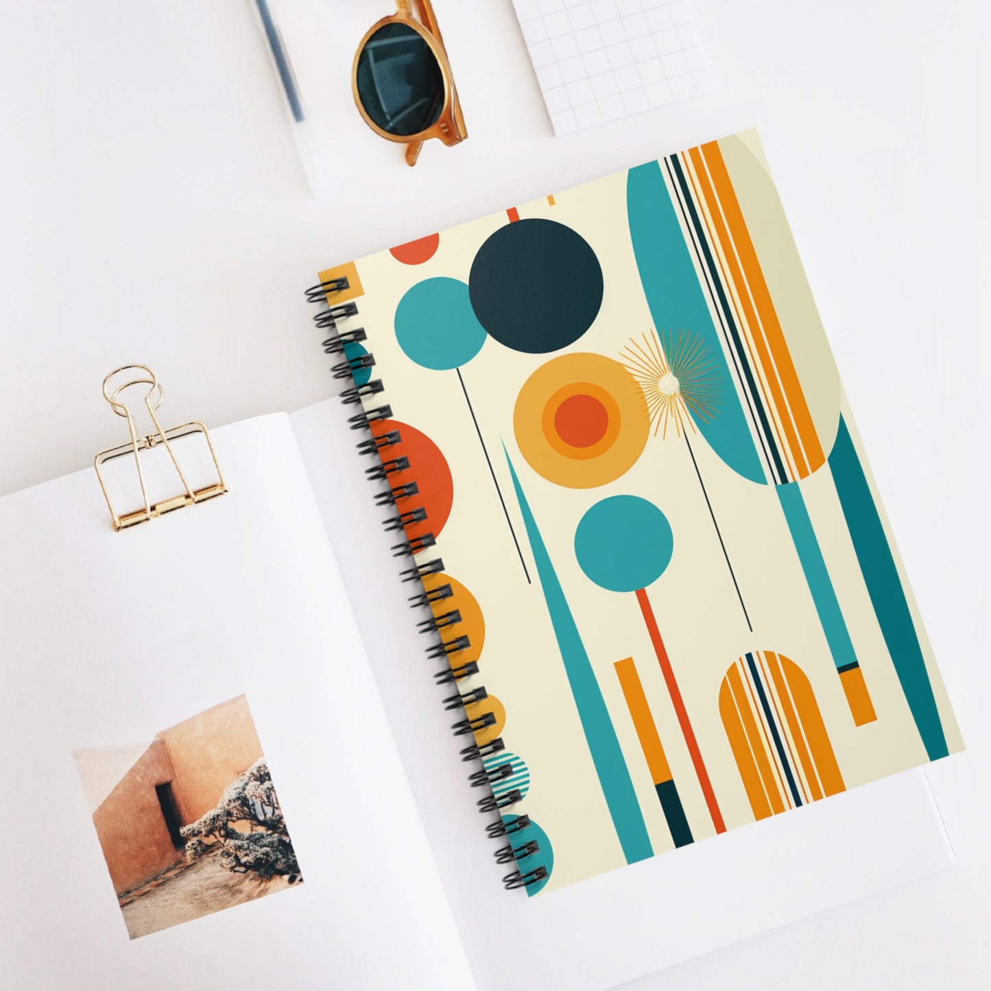 Mid Century Modern Spiral Notebook - Ruled Line - PS10