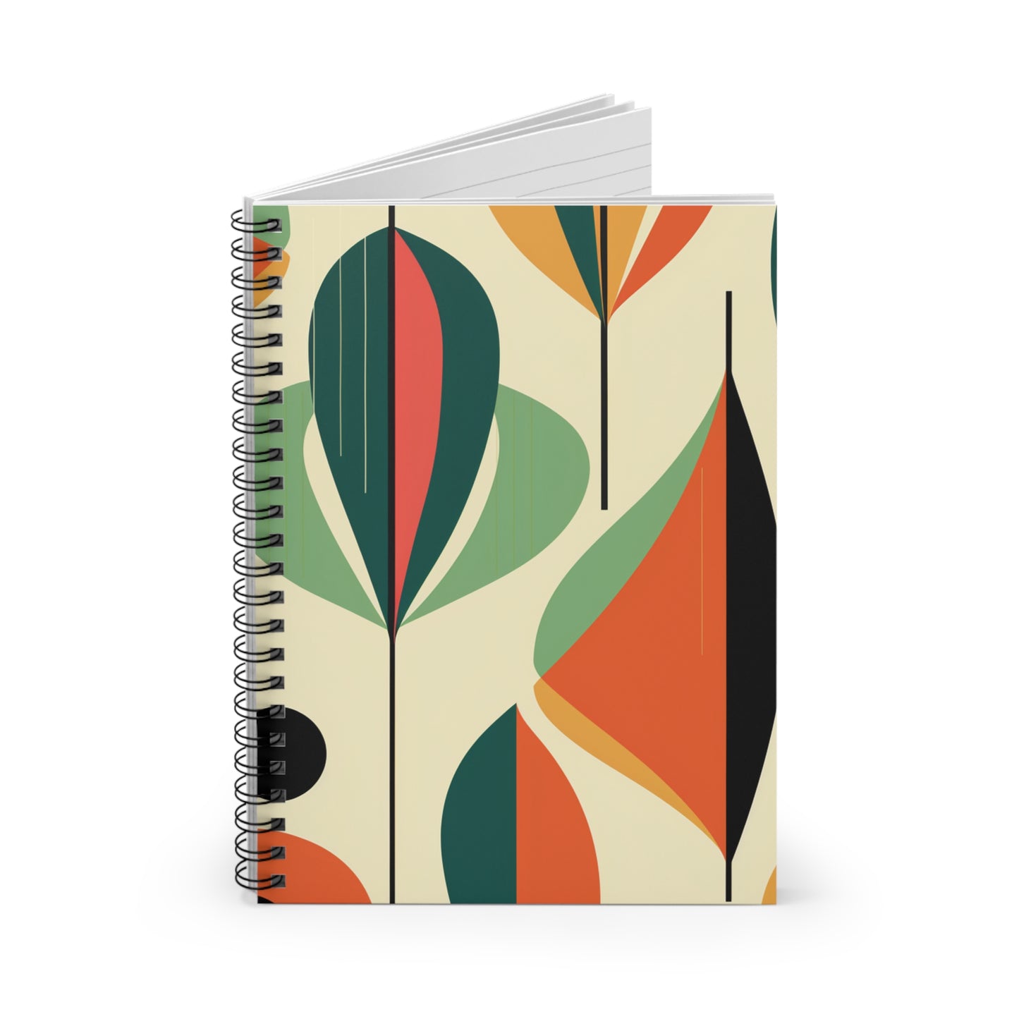 Mid Century Modern Spiral Notebook - Ruled Line - PS12
