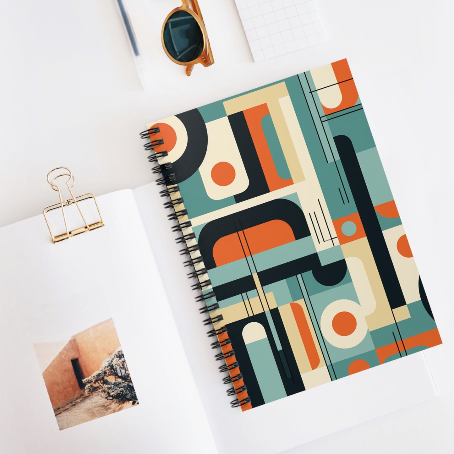 Mid Century Modern Spiral Notebook - Ruled Line - PS9