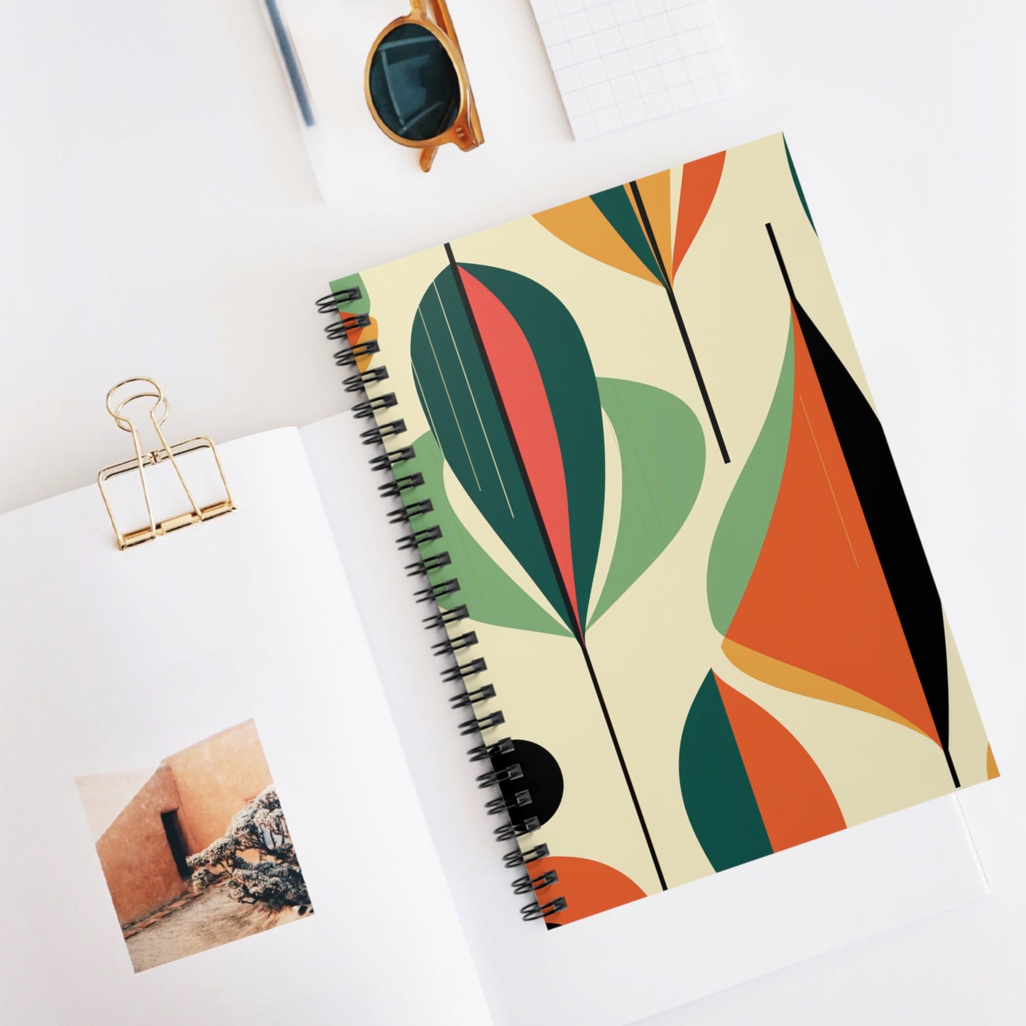 Mid Century Modern Spiral Notebook - Ruled Line - PS12