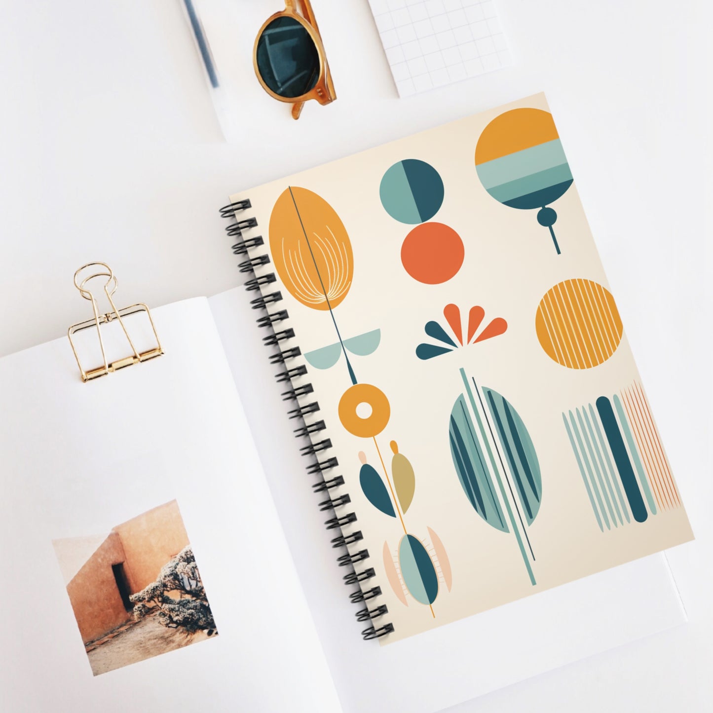 Mid Century Modern Spiral Notebook - Ruled Line - PS8