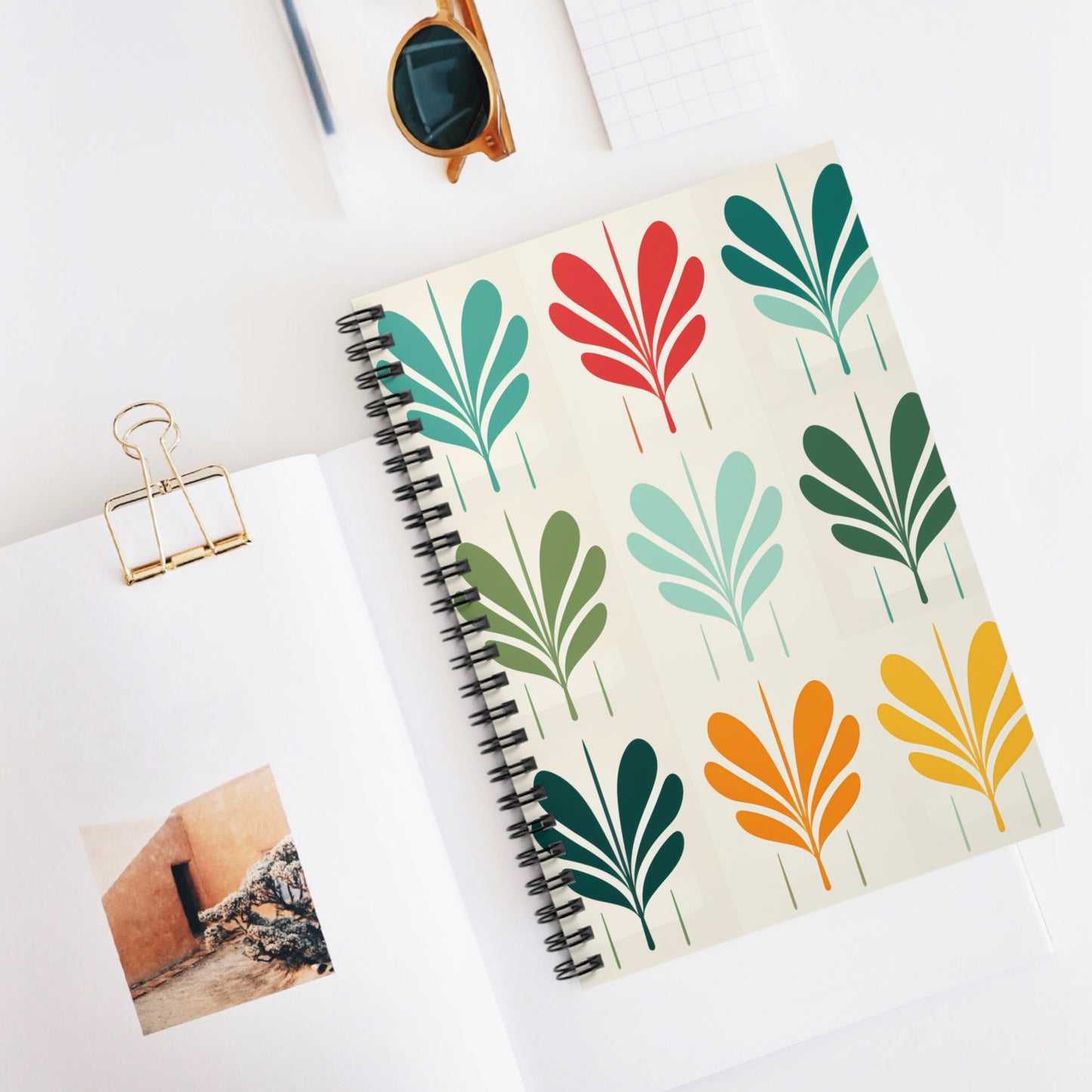 Mid Century Modern Spiral Notebook - Ruled Line - PS7