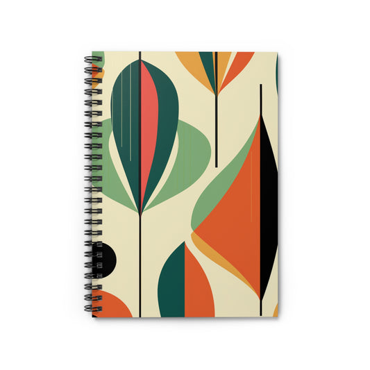 Mid Century Modern Spiral Notebook - Ruled Line - PS12