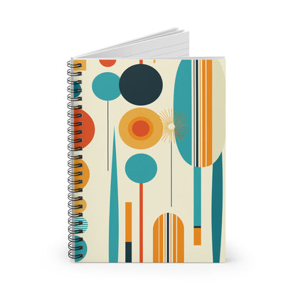 Mid Century Modern Spiral Notebook - Ruled Line - PS10